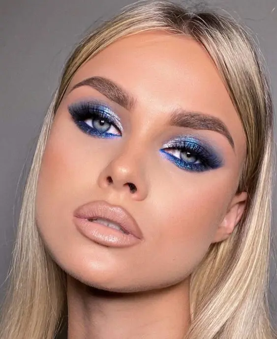 maquillaje para vestido azul 